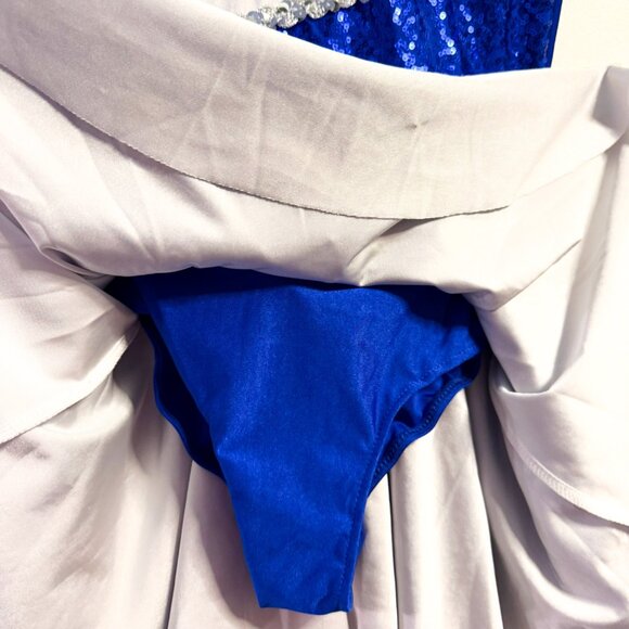 Girls Dance Cheerleading Dress Blue Sequin Ballet Costume Performance Outfit - Picture 4 of 5